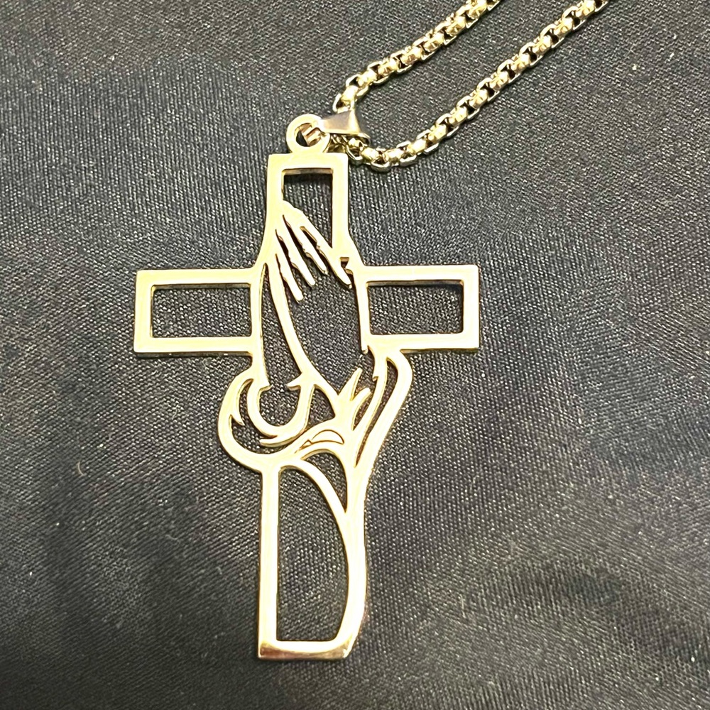 Cross with Praying Hands necklace